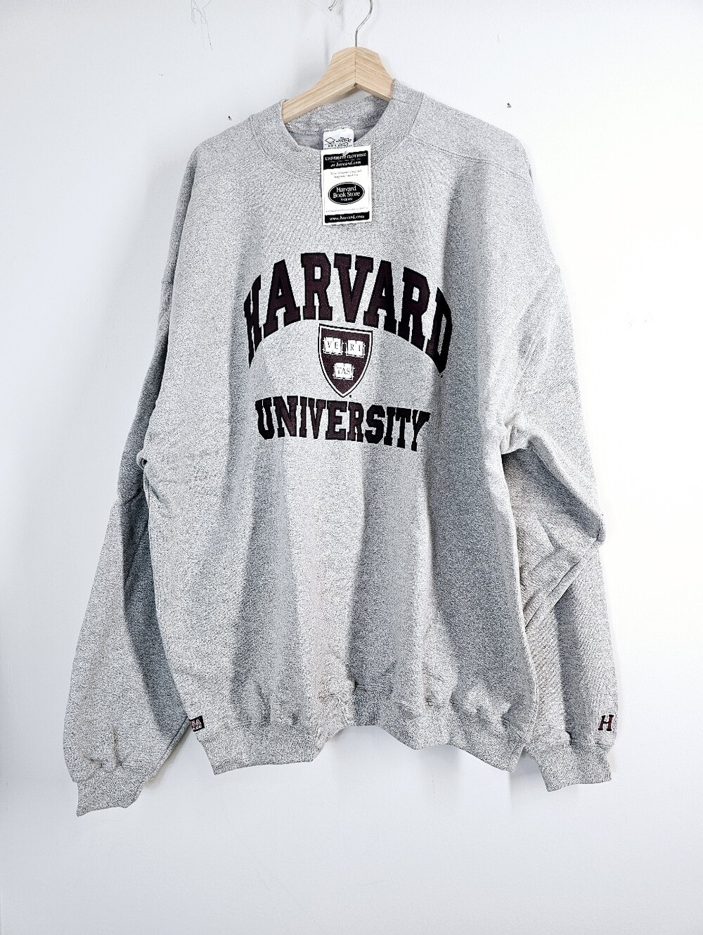 Vintage 1990s Harvard University Gray Crewneck Sweatshirt NWT USA Deadstock XXL